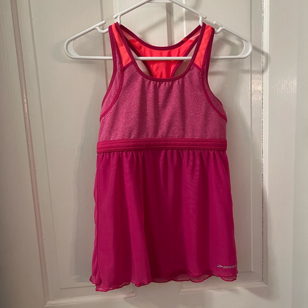 Brooks Running athletic top, pink, size small
